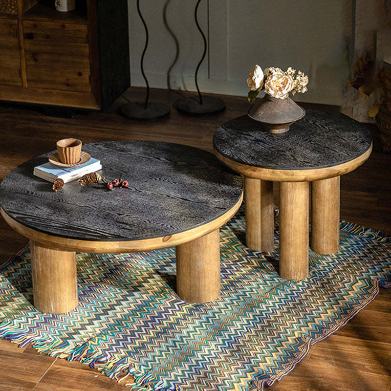 Vintage Round Cedar Plank Coffee Table
