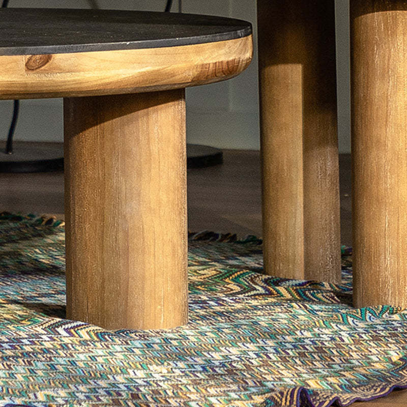 Vintage Round Cedar Plank Coffee Table
