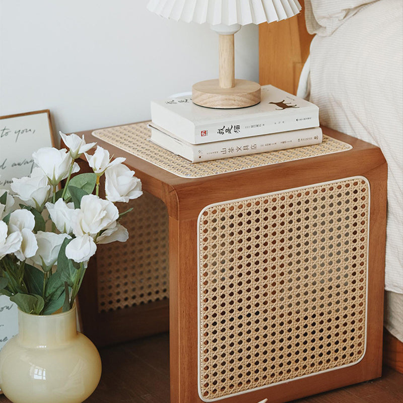Japanese Rubberwood Rattan End Table