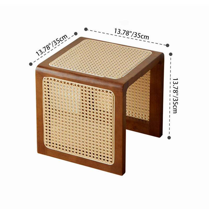 Japanese Rubberwood Rattan End Table — Cherry Wood Color