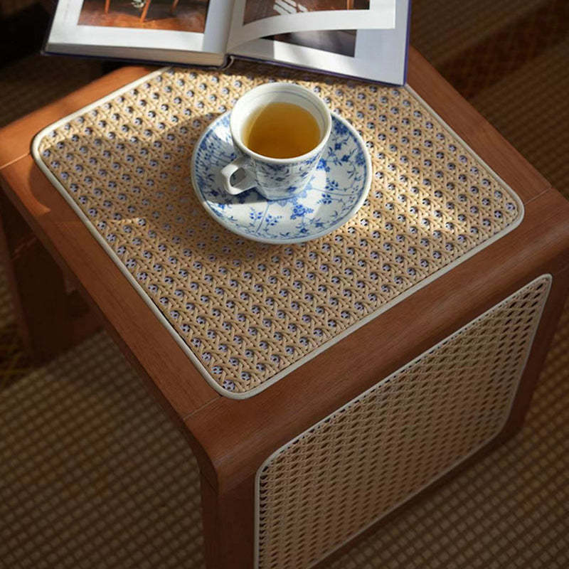 Japanese Rubberwood Rattan End Table