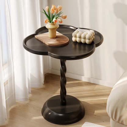Minimalist Clover Spiral Wooden Coffee Table — Cylinder / Yellow