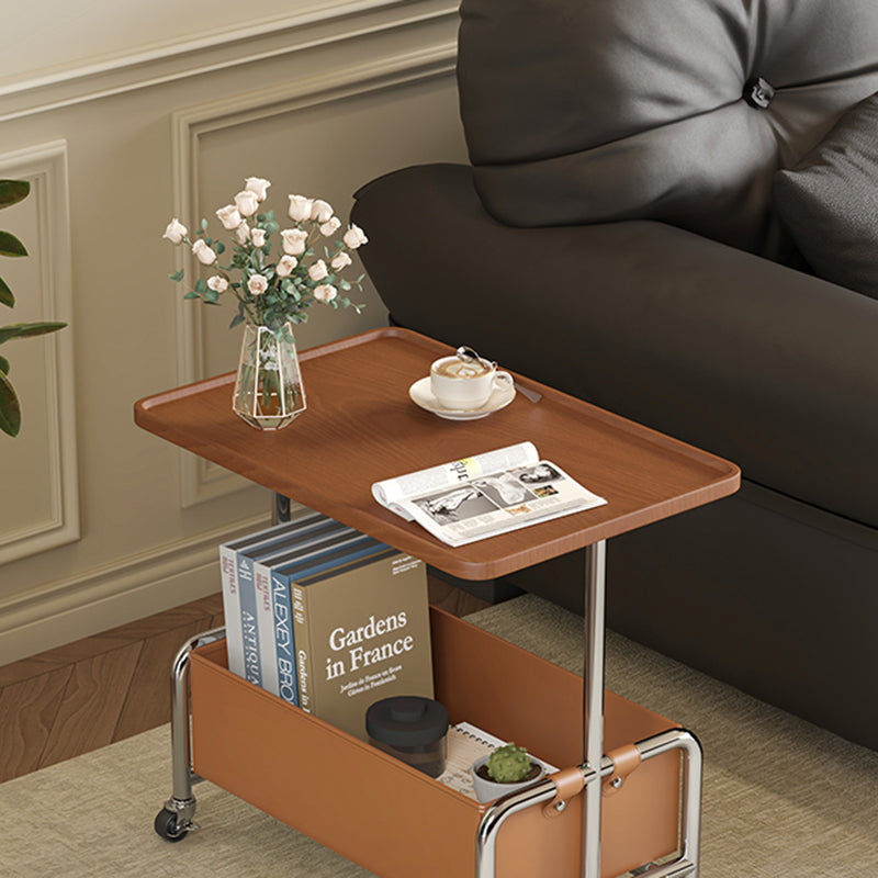 Minimalist Iron High Density Leather 1-Storage End Table