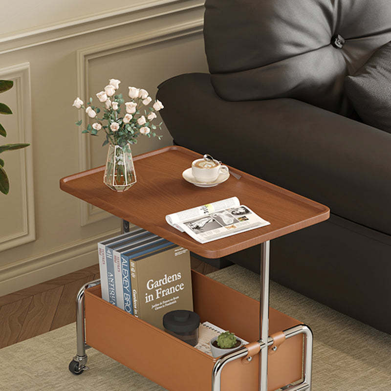 Minimalist Iron High Density Leather 1-Storage End Table