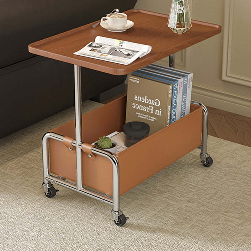 Minimalist Iron High Density Leather 1-Storage End Table