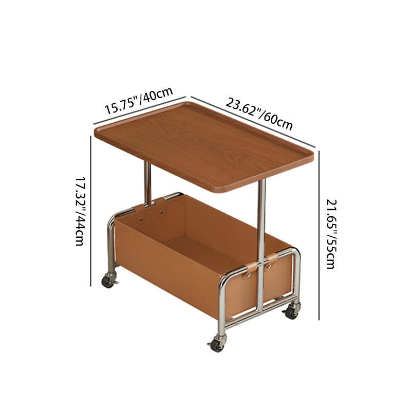 Minimalist Iron High Density Leather 1-Storage End Table