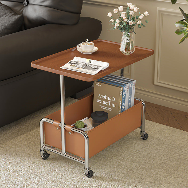 Minimalist Iron High Density Leather 1-Storage End Table