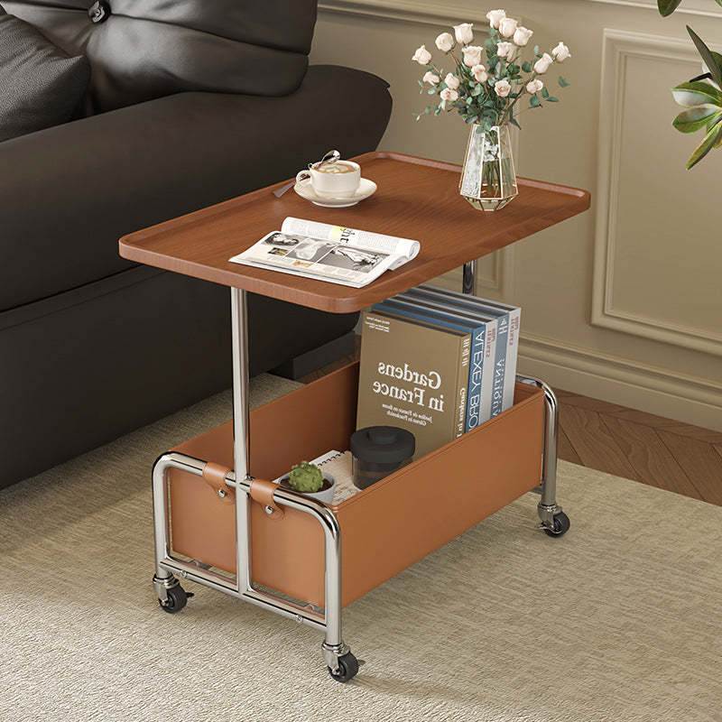 Minimalist Iron High Density Leather 1-Storage End Table — White