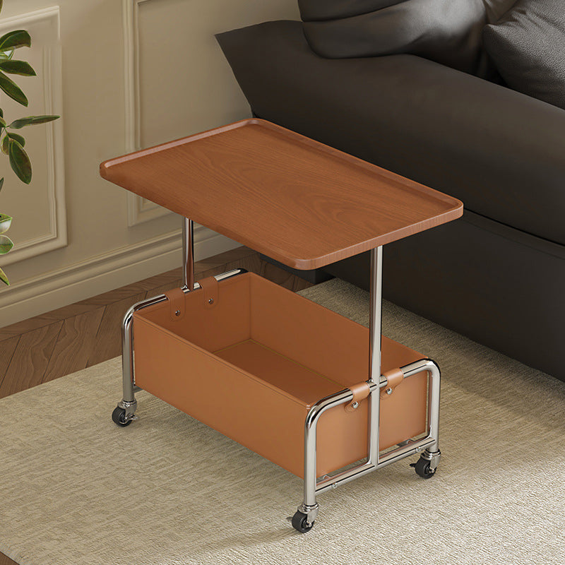 Minimalist Iron High Density Leather 1-Storage End Table