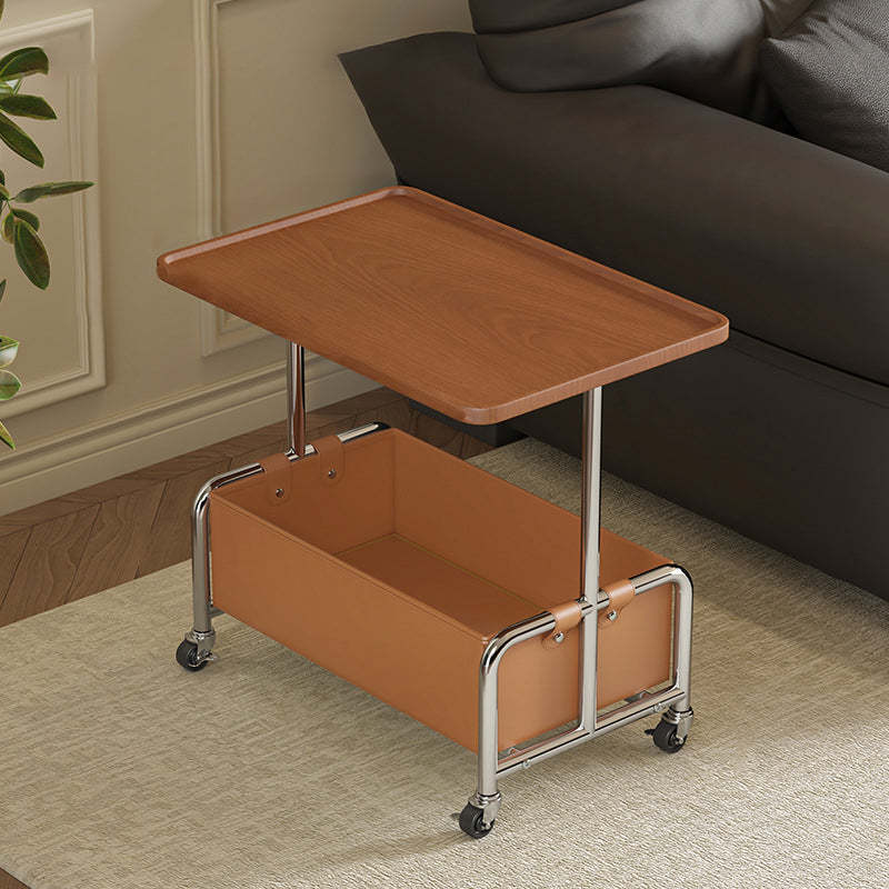 Minimalist Iron High Density Leather 1-Storage End Table
