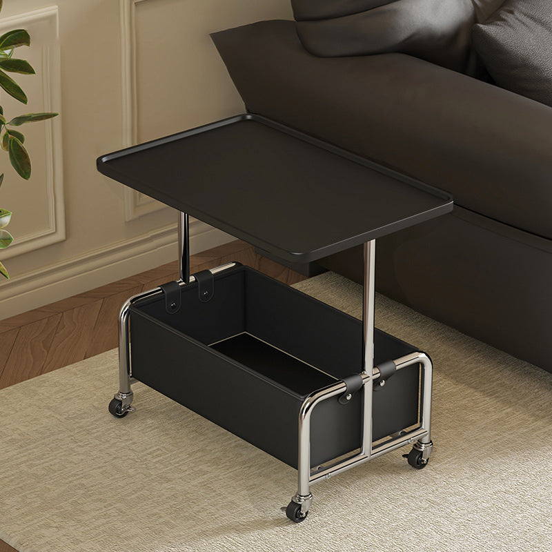 Minimalist Iron High Density Leather 1-Storage End Table