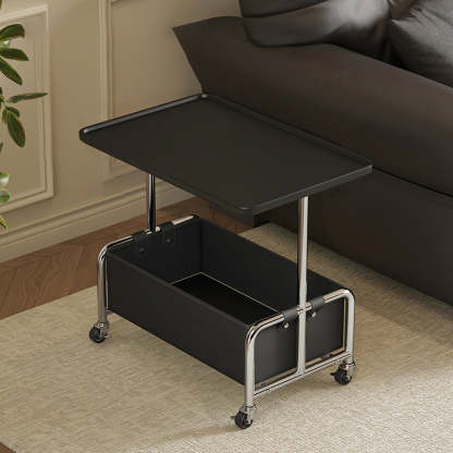 Minimalist Iron High Density Leather 1-Storage End Table