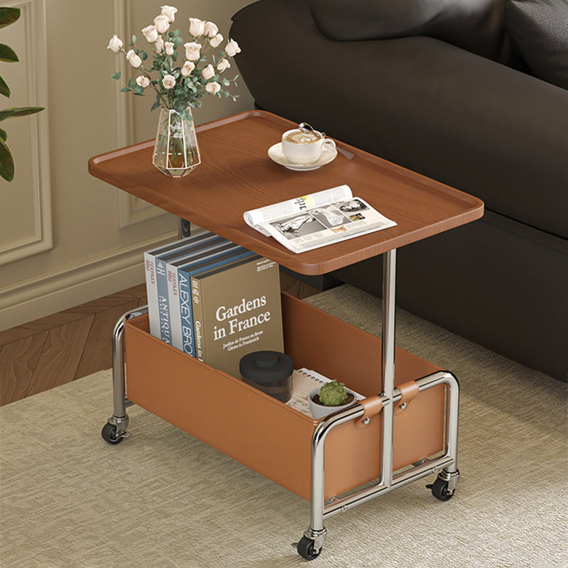 Minimalist Iron High Density Leather 1-Storage End Table