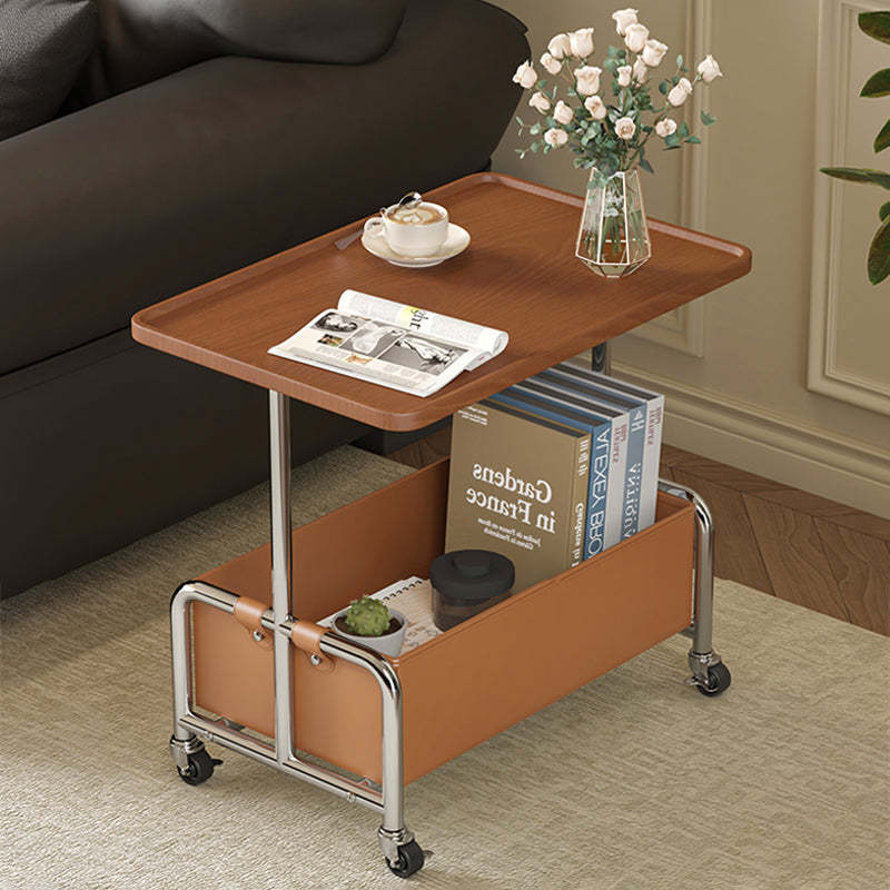 Minimalist Iron High Density Leather 1-Storage End Table