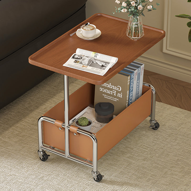 Minimalist Iron High Density Leather 1-Storage End Table