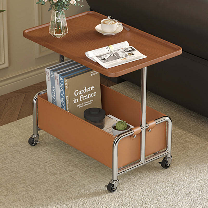 Minimalist Iron High Density Leather 1-Storage End Table