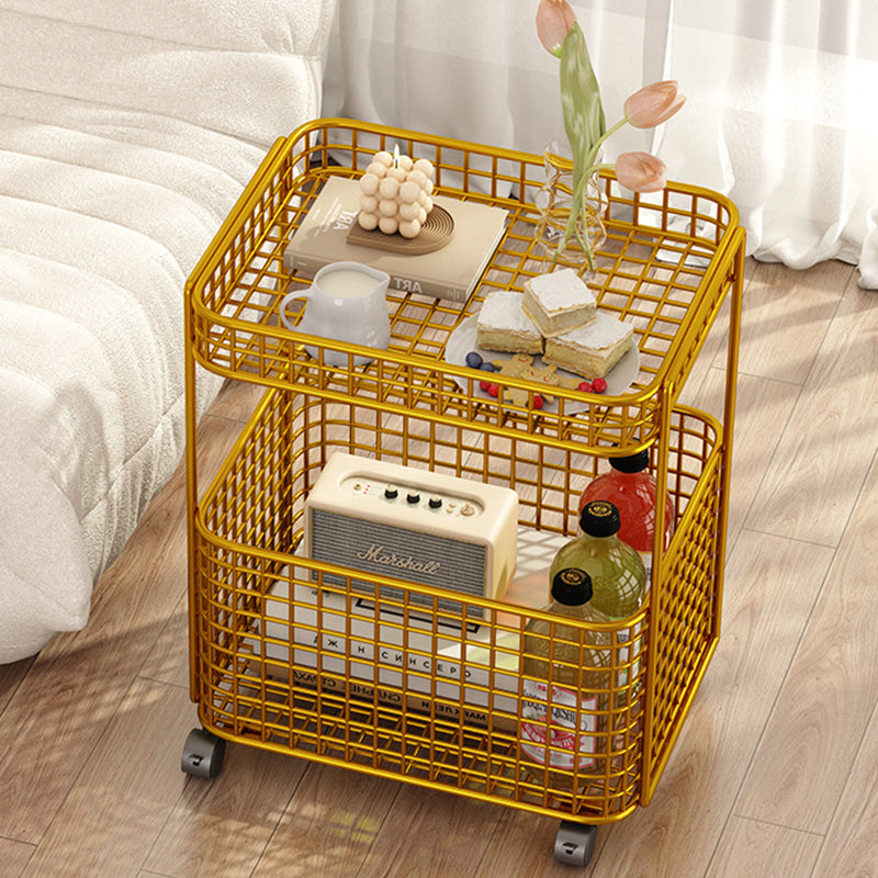 Minimalist Hollow Iron Frame Storage End Table