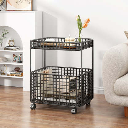 Minimalist Hollow Iron Frame Storage End Table