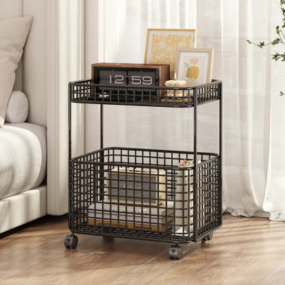 Minimalist Hollow Iron Frame Storage End Table