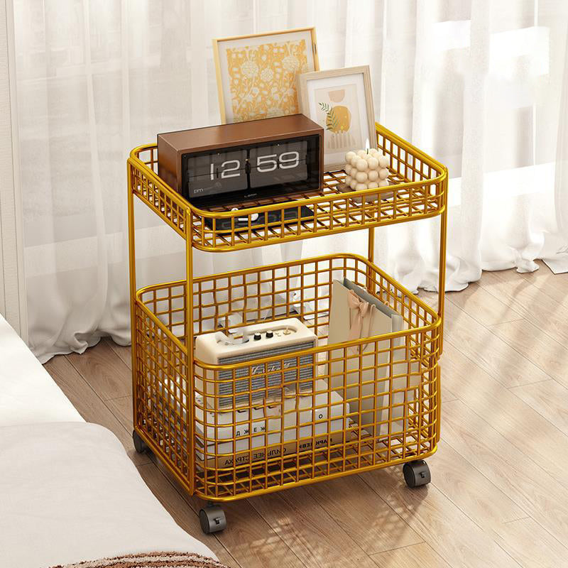Minimalist Hollow Iron Frame Storage End Table