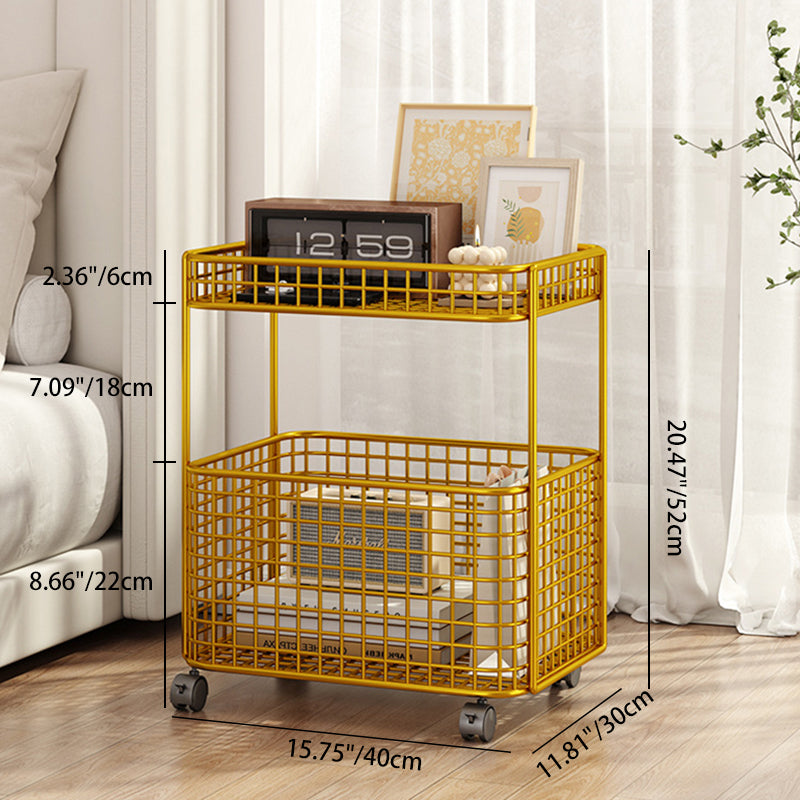 Minimalist Hollow Iron Frame Storage End Table