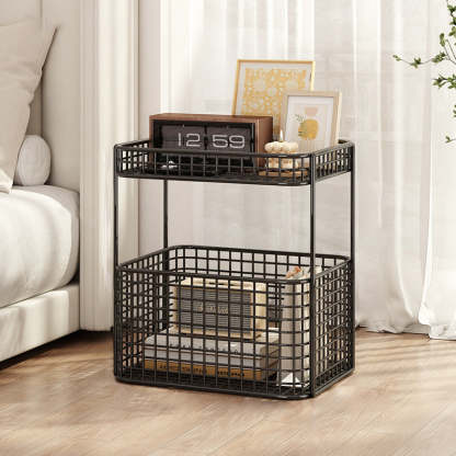 Minimalist Hollow Iron Frame Storage End Table