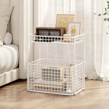 Minimalist Hollow Iron Frame Storage End Table