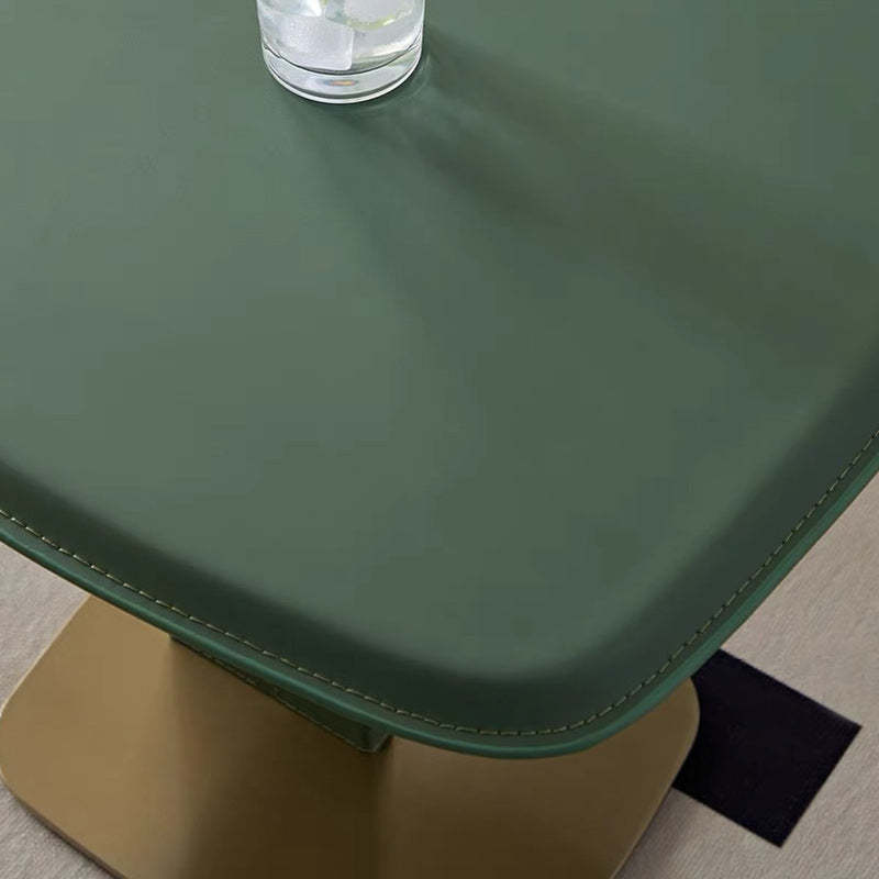Minimalist Saddle Leather Steel End Table