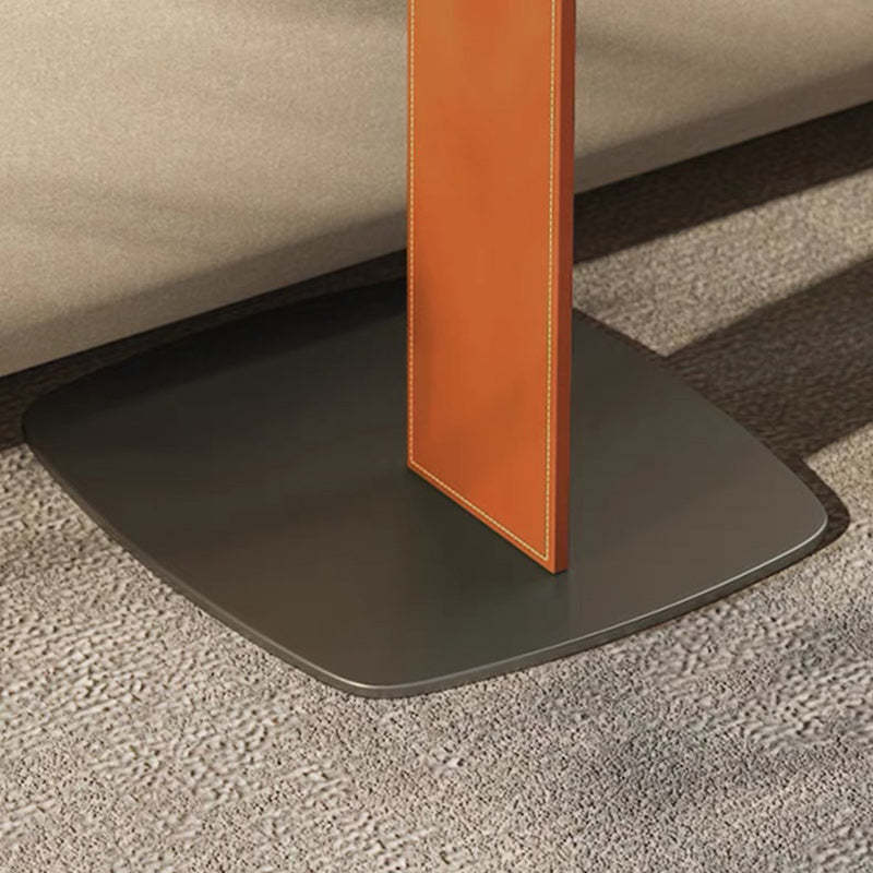 Minimalist Saddle Leather Steel End Table
