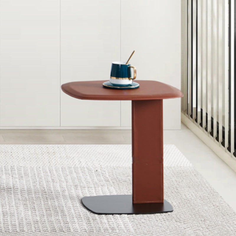Minimalist Saddle Leather Steel End Table