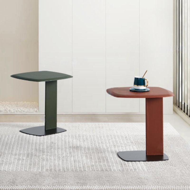 Minimalist Saddle Leather Steel End Table