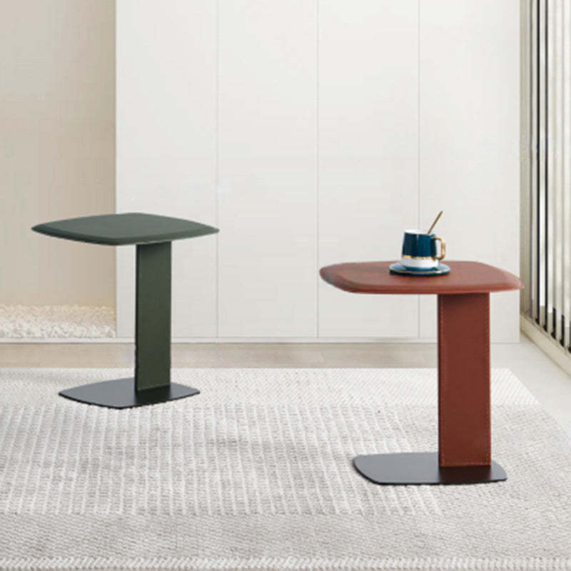 Minimalist Saddle Leather Steel End Table