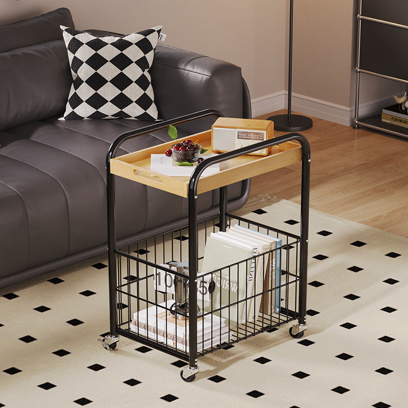 Minimalist Nan Bamboo Steel 1-Shelf 1-Storage End Table