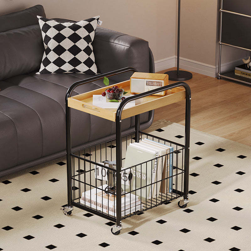 Minimalist Nan Bamboo Steel 1-Shelf 1-Storage End Table