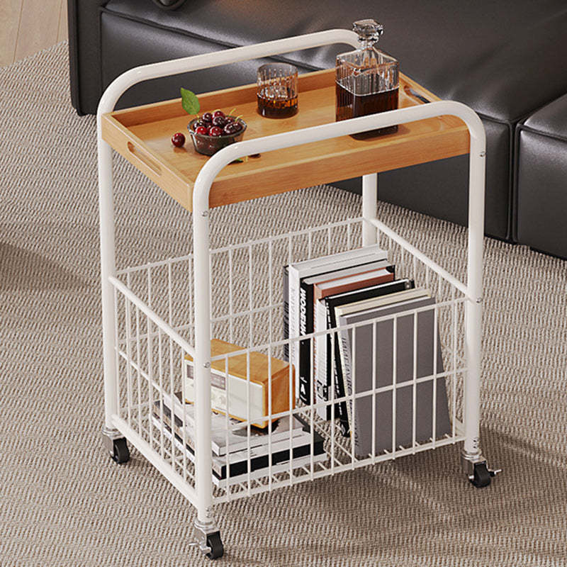 Minimalist Nan Bamboo Steel 1-Shelf 1-Storage End Table — Black