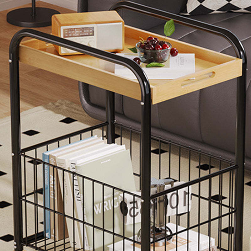 Minimalist Nan Bamboo Steel 1-Shelf 1-Storage End Table