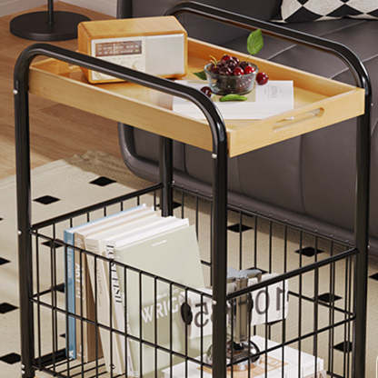 Minimalist Nan Bamboo Steel 1-Shelf 1-Storage End Table