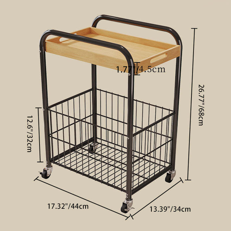 Minimalist Nan Bamboo Steel 1-Shelf 1-Storage End Table