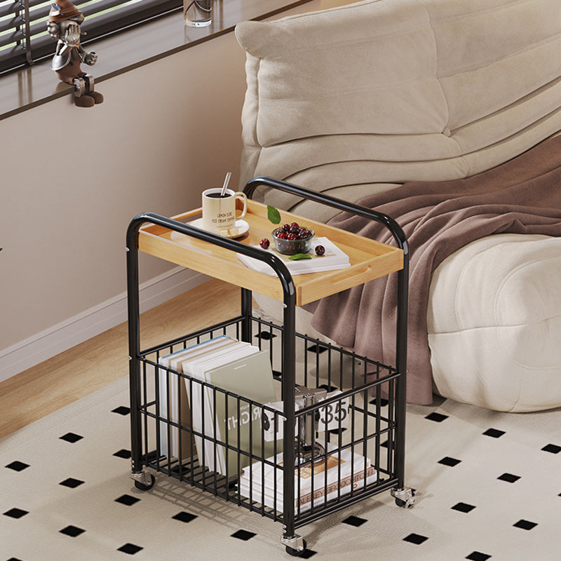Minimalist Nan Bamboo Steel 1-Shelf 1-Storage End Table
