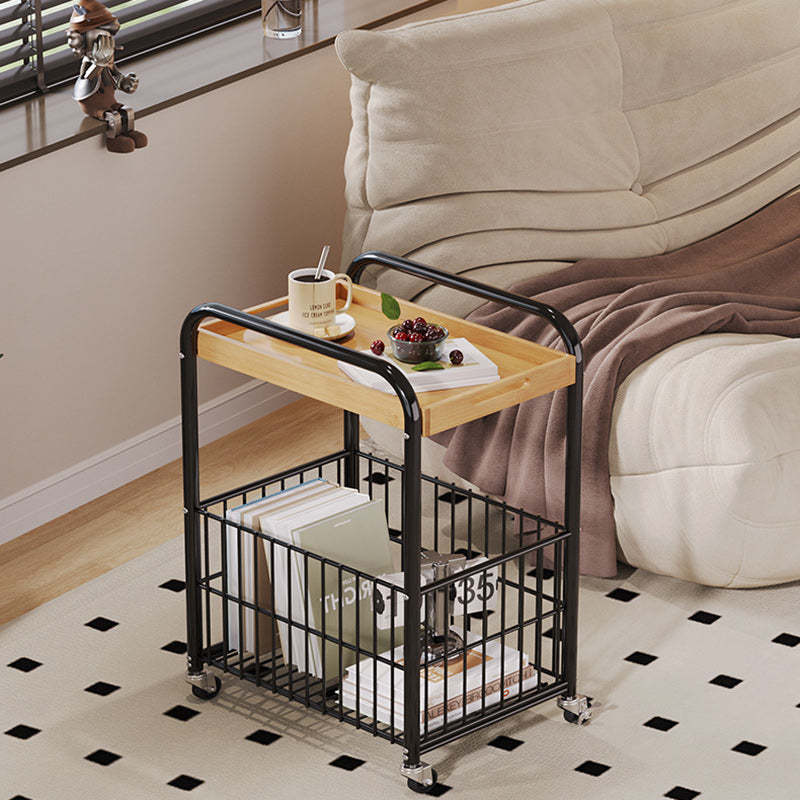 Minimalist Nan Bamboo Steel 1-Shelf 1-Storage End Table