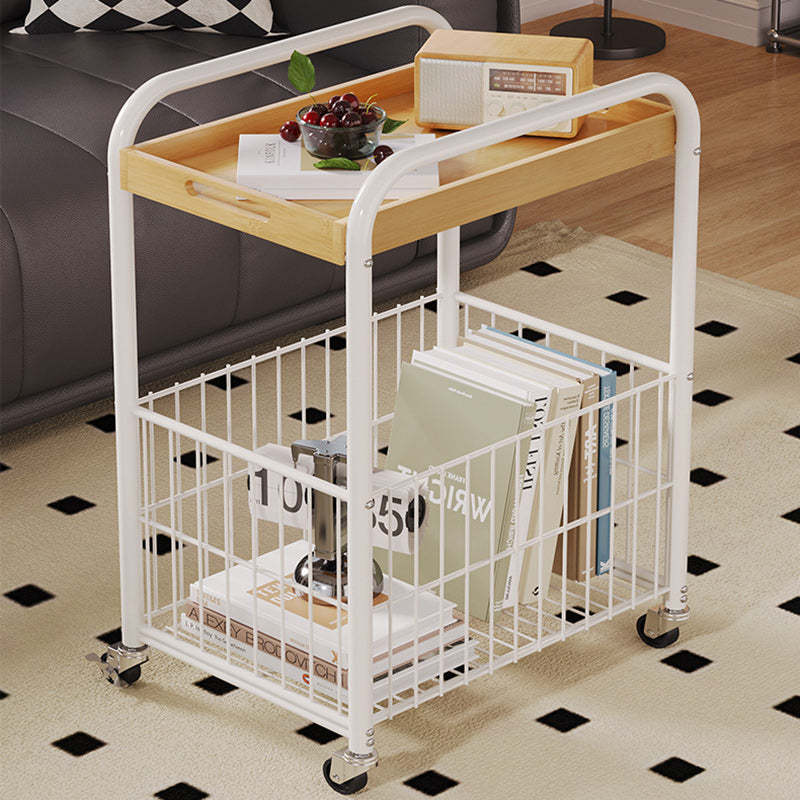 Minimalist Nan Bamboo Steel 1-Shelf 1-Storage End Table