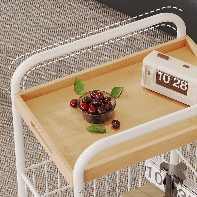 Minimalist Nan Bamboo Steel 1-Shelf 1-Storage End Table