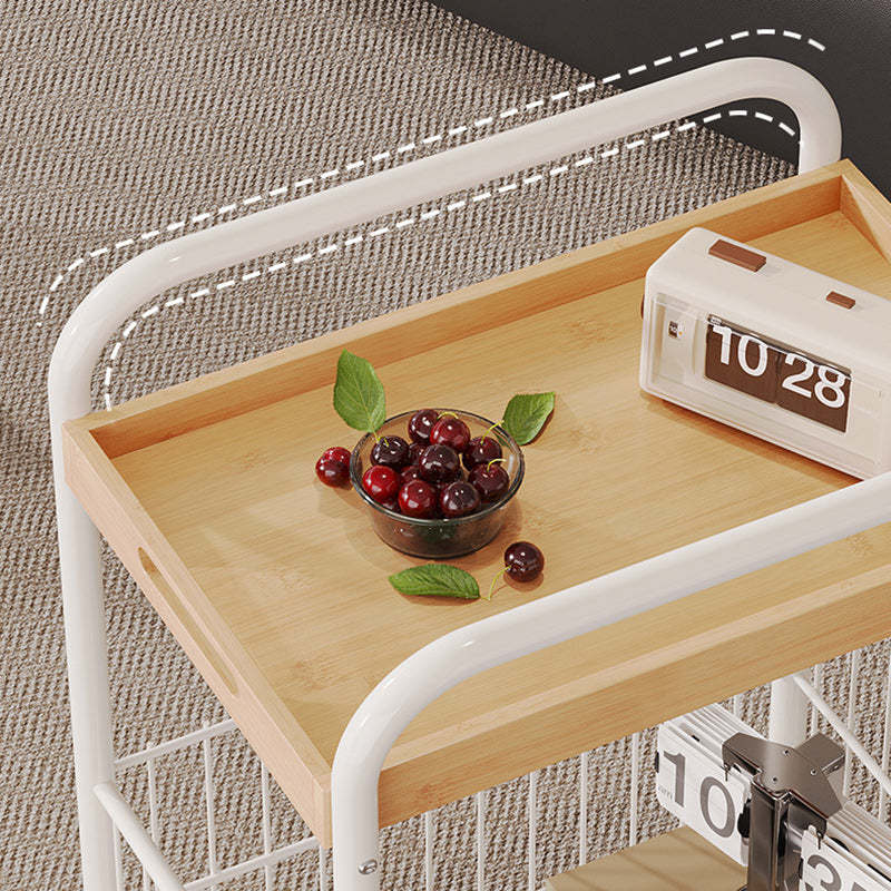 Minimalist Nan Bamboo Steel 1-Shelf 1-Storage End Table