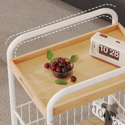 Minimalist Nan Bamboo Steel 1-Shelf 1-Storage End Table