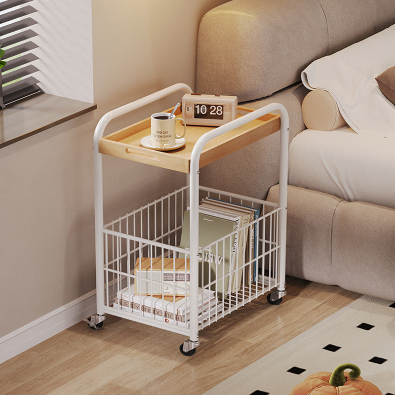 Minimalist Nan Bamboo Steel 1-Shelf 1-Storage End Table