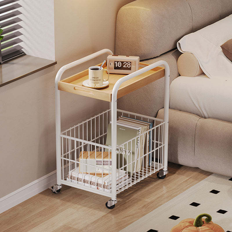 Minimalist Nan Bamboo Steel 1-Shelf 1-Storage End Table