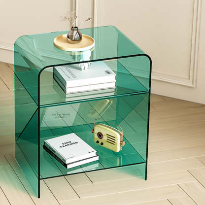 Minimalist Acrylic End Table 3-Tier — Gray