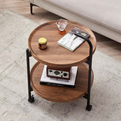 Minimalist Faux Panel Steel End Table 2-Tier