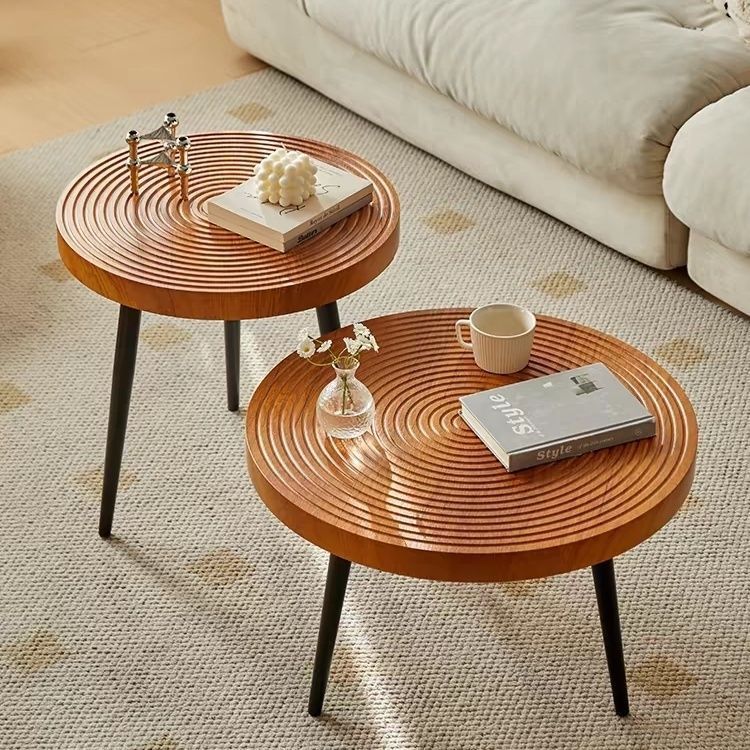 Nordic Iron Frame Coffee Table — Wood Color