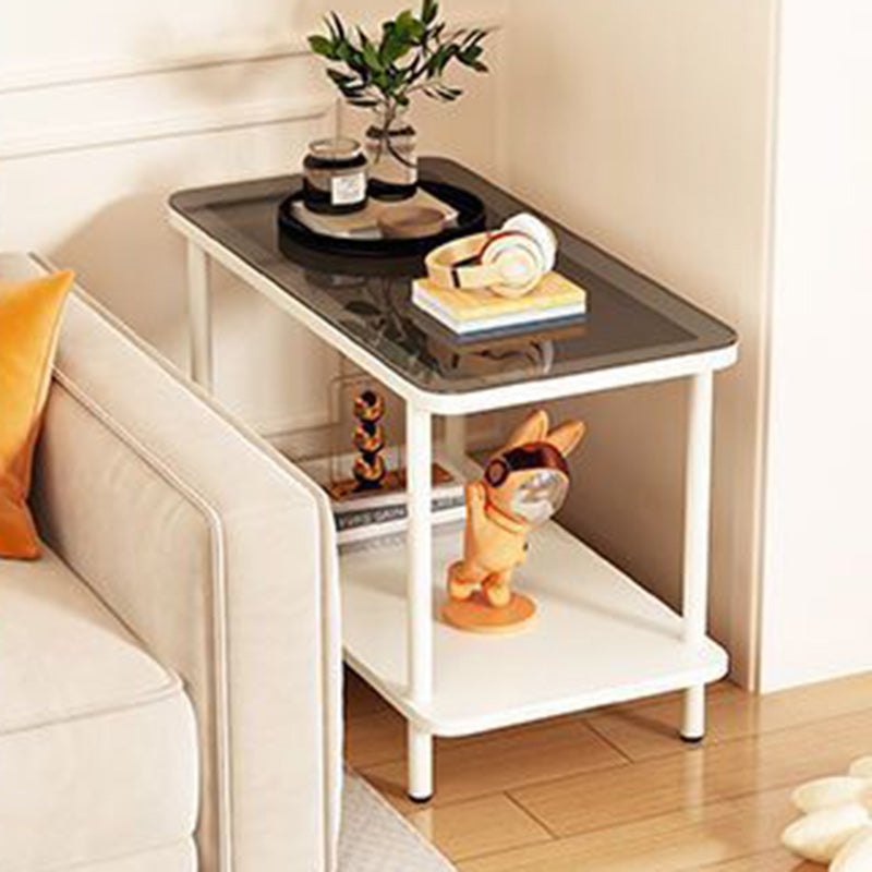 Minimalist Glass Iron Side Table 2-Tier